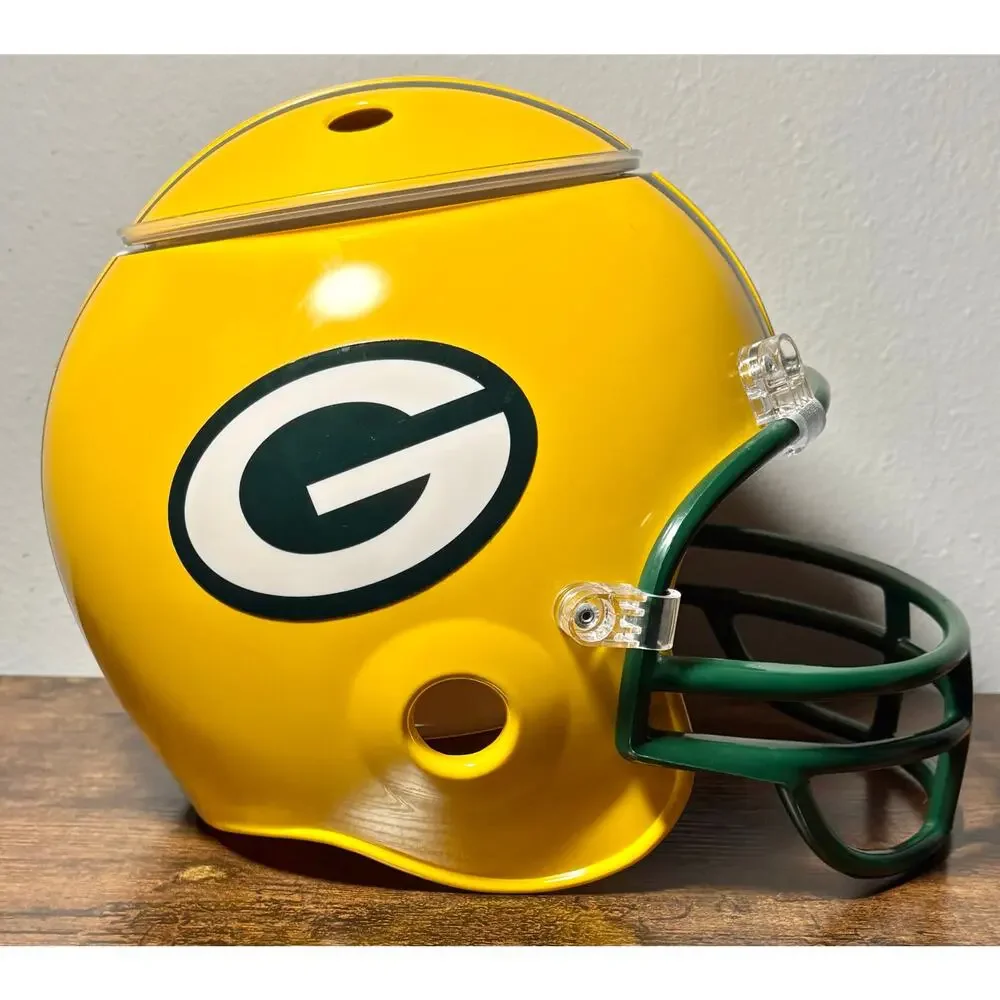 Vintage Green Bay Packers NFL Snack Helmet with Lid Super Bowl Chip & Dip